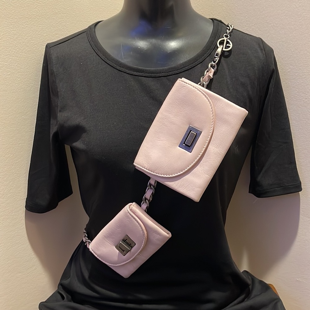 EUC- Erin Dana double Belt bag gunmetal chain